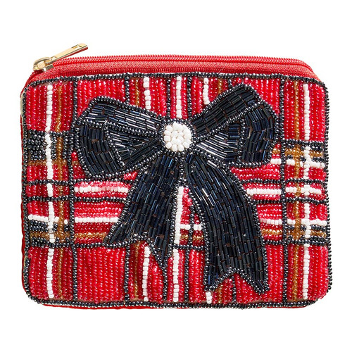Beaded Pouch - Bow Tartan